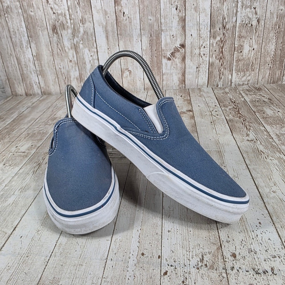 Vans Slip On Canvas Shoes Blue Womens Size 8.5 Casual Sneakers - Picture 6 of 8